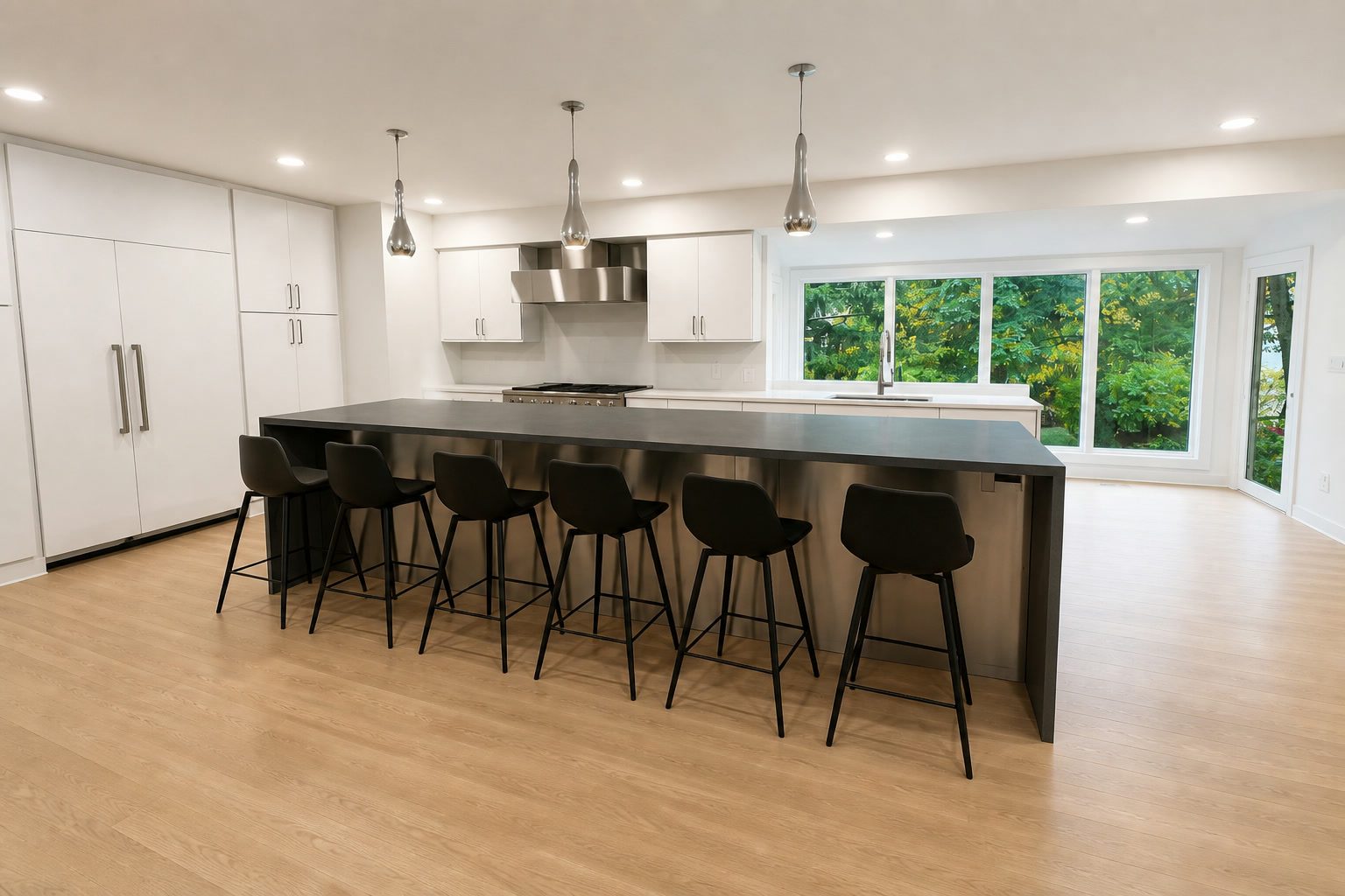 Custom kitchen millwork with soft afternoon light